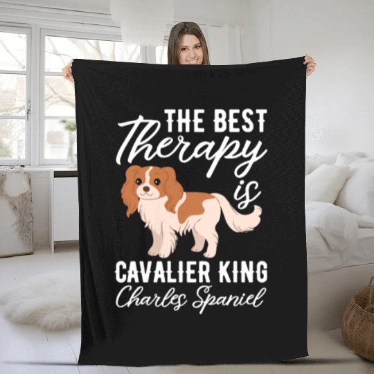 The Best Therapy Is Cavalier King Charles Spaniel Fleece Blankets