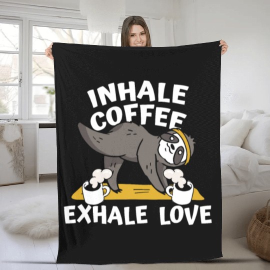 Sloth Coffee Sloth Yoga Fleece Blankets