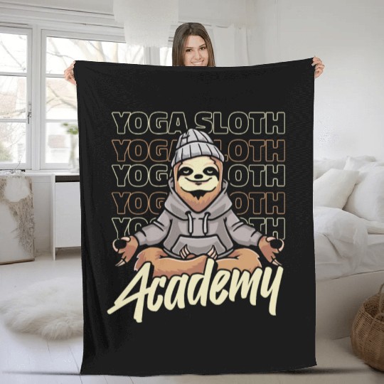 Sloth Academy Sloth Yoga Fleece Blankets