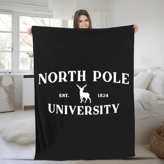 North Pole University - Reindeer - Merry Christmas Fleece Blankets