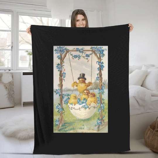 Vintage Easter Card Fleece Blankets