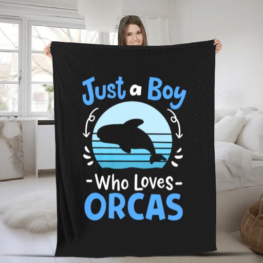 Orcas Whales Orca Lover Retro Fleece Blankets