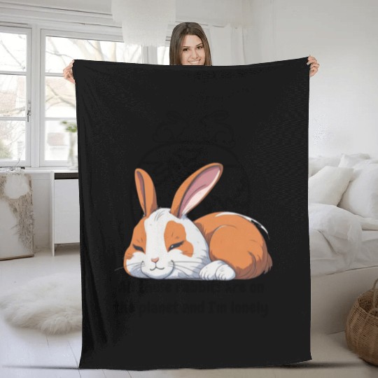 Lonely rabbit Fleece Blankets