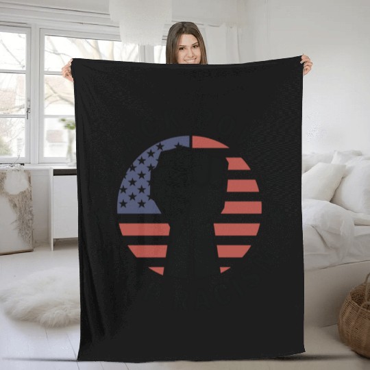 Black Power Stop Racism Fleece Blankets