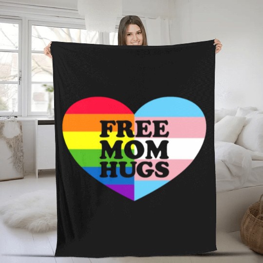 Free Mom Hugs Gay Pride Trans Flag LGBTQ Free Hugs Fleece Blankets