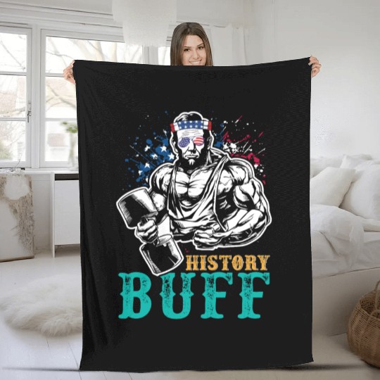 History Buff Independence Day Lincoln Patriot USA Fleece Blankets