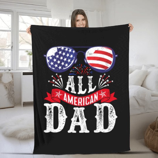 All American Dad America Pride US Patriot Fleece Blankets