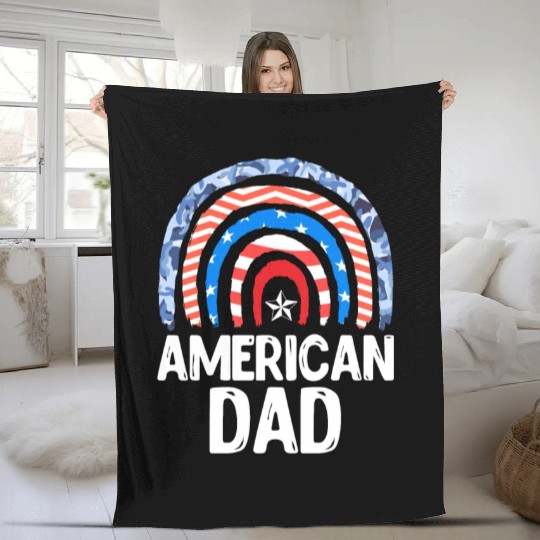All American Dad Independence Day Party USA Father Fleece Blankets