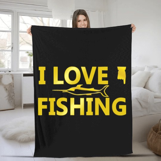 Love To Fishing Fleece Blankets