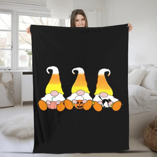 Halloween Gnome Candy Corn Gnomes Trick Or Treat Fleece Blankets