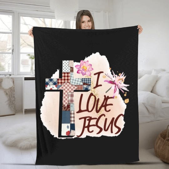 I Love Jesus Fleece Blankets