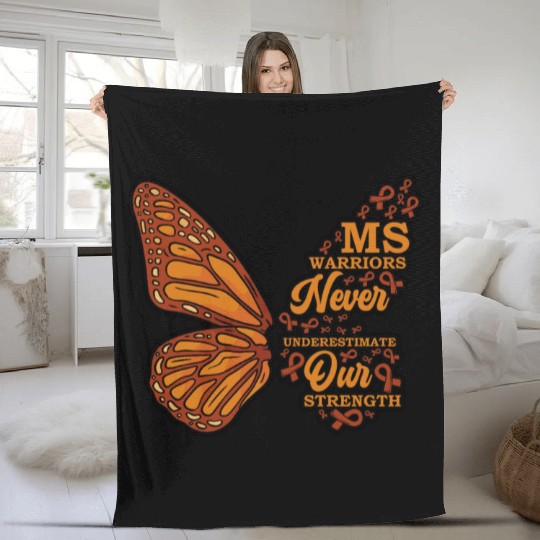 MS Warriors Never Underestimate Our Strength Fleece Blankets