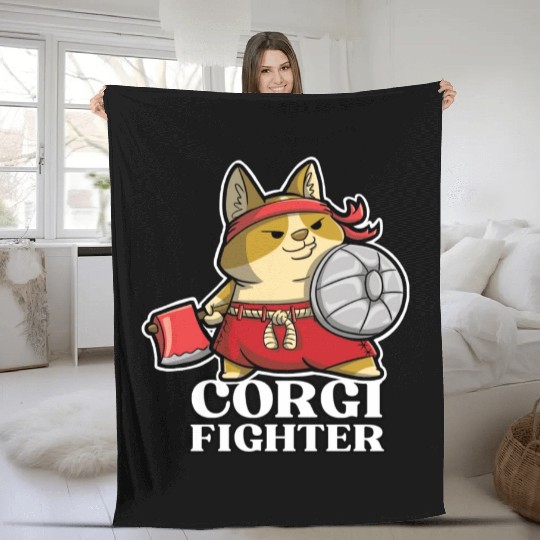 DESIGNThe Brave And Cute Corgi Fighter With An Axe Fleece Blankets
