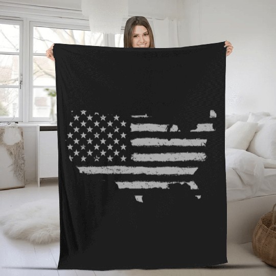 HAND PAINTED US FLAG Fleece Blankets