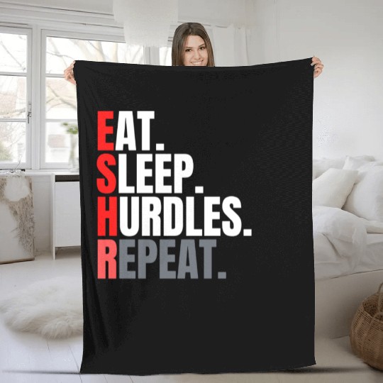 Eat sleep hurdles repeat aesthetic Fleece Blankets