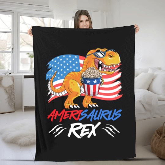 Amerisaurus Rex America Party Independence Day Fleece Blankets