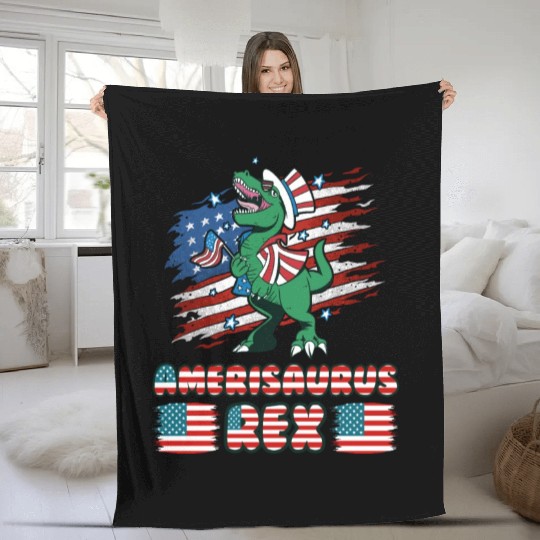 Amerisaurus Rex USA Party Independence Day Fleece Blankets