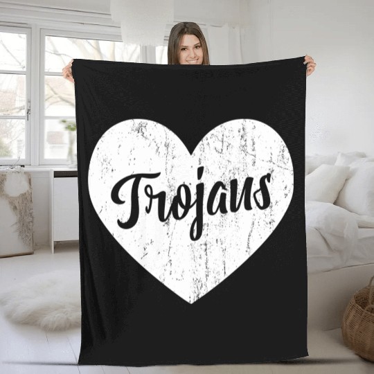 Trojans School Sports Fan Team Spirit Mascot He Fleece Blankets