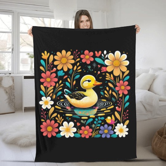 Joyful Duck Pond Fleece Blankets