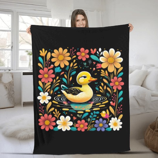 Joyful Duck Pond Fleece Blankets