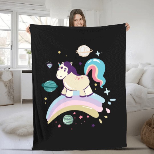 Unicorn rainbow Fleece Blankets