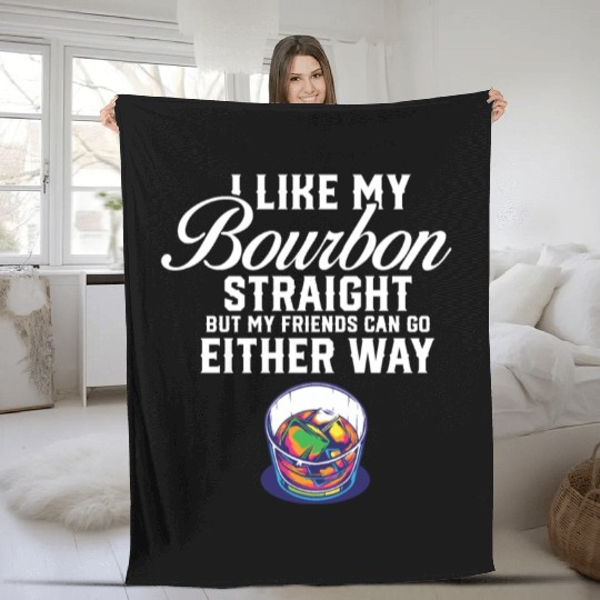 LGBT Proud Ally I Like My Bourbon Straight Gay Fleece Blankets