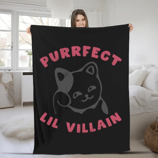 PURRFECT LIL VILLIAN green Fleece Blankets