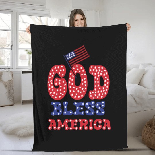 PATRIOTIC DAY GOD BLESS AMERICA Fleece Blankets