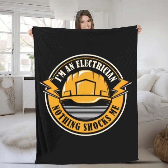 Electrician Funny Construction Electrician Fleece Blankets