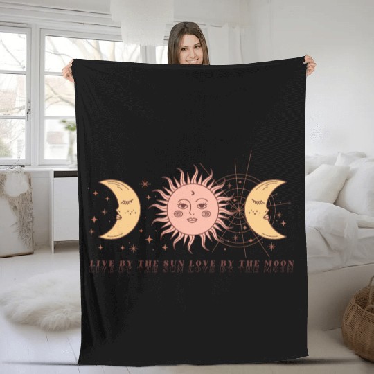 Boho Celestial Sun And Moon Fleece Blankets