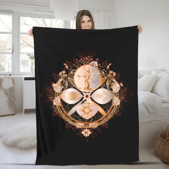 magic amulet, golden tree of life symbol Fleece Blankets