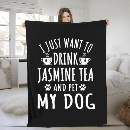 Jasmine Tea And Dog Outfit Dogs Owner Fleece Blankets