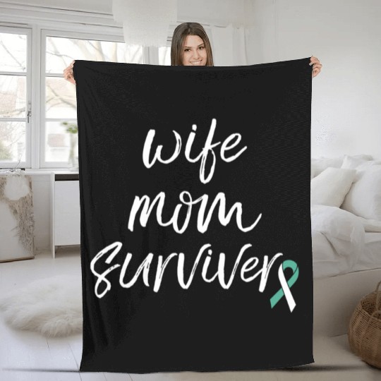 Cervical Cancer Awareness Products Ribbon Survivor Fleece Blankets