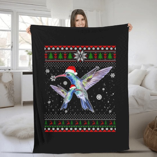 Hummingbird Farm Santa In Snow Ugly Fleece Blankets