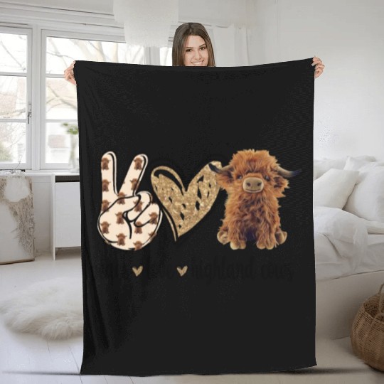 Scottish Highland Cow Fleece Blankets