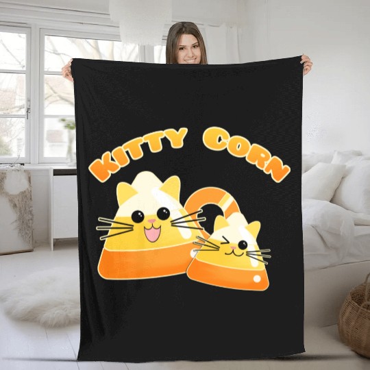 Kitty Candy Corn Fleece Blankets