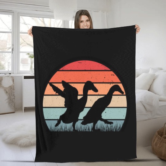 Indian Runner Duck Retro Bottle Vintage Fleece Blankets