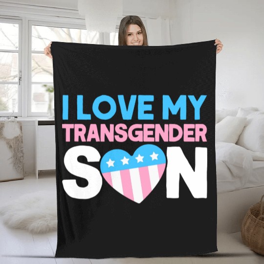 Gay Pride I Love My Transgender Son Trans LGBT Fleece Blankets