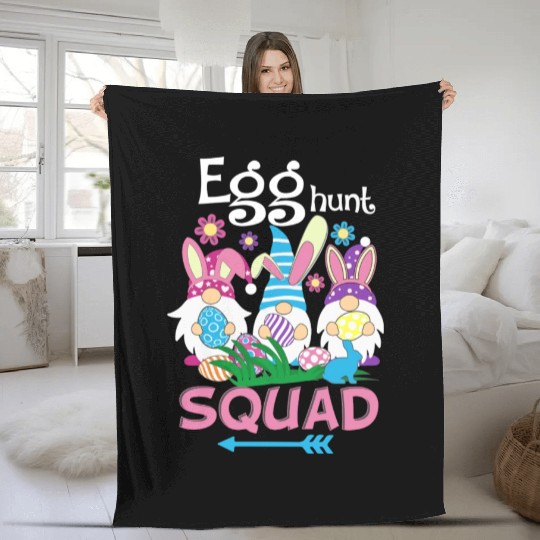 Egg Hunt Squad green Fleece Blankets