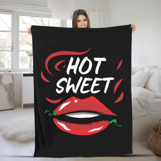 Red Hot Sweet Pepper Lips Fleece Blankets