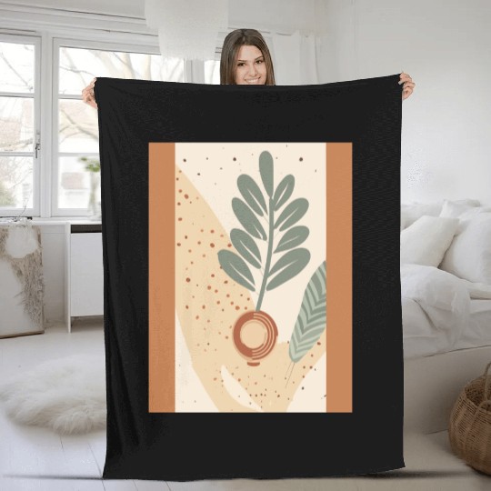 Abstract Flora Leaf Expression Fleece Blankets