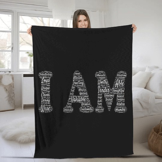 Affirmation Art - I Am Fleece Blankets