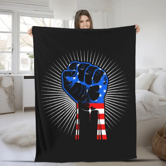 American Fist Stars and Stripes USA Party Fleece Blankets