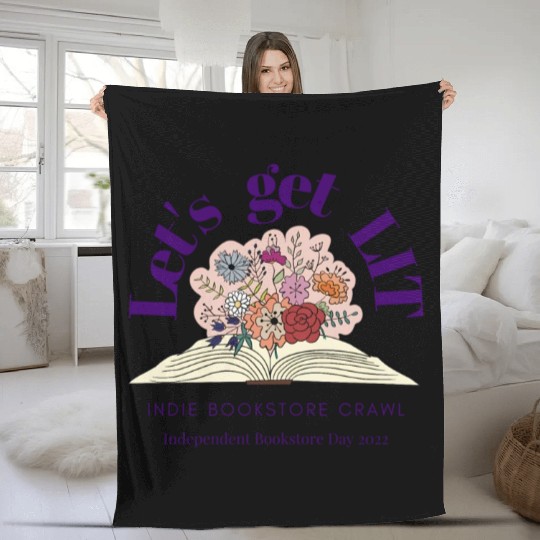 Let'S Get Lit Indie Bookstore Crawl Bookstore Day Fleece Blankets