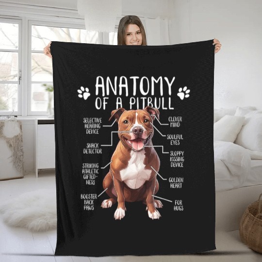 Anatomy Pitbull Dog Cute Pittie Lover PitBul Fleece Blankets