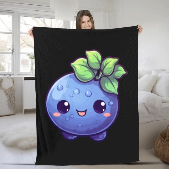Blueberry kawaii Fleece Blankets