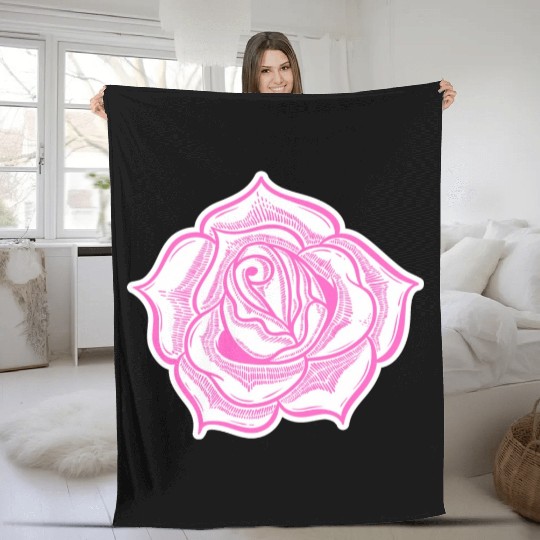 PINK AND WHITE FLOWER Fleece Blankets