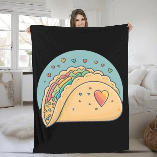 Taco-Lover I Love Tacos Heart Spicy Foodie Fleece Blankets
