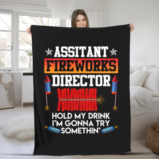 Independence Day Assistant Fireworks Director USA Fleece Blankets