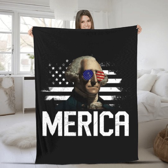 Merica George Washington Independence Day Fleece Blankets